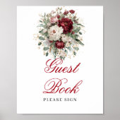 Premium Blush Burgundy Gästebuch Poster Schild (Vorne)