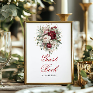 Premium Blush Burgundy Gästebuch Poster Schild