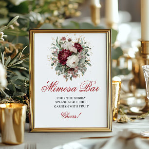 Premium Boho Mimosa Bar Florales Blush Burgund Zei Poster