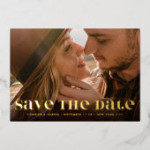 Premium Bold Modern QR CODE Foto Save the Date Folieneinladung (Vorderseite)