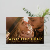 Premium Bold Modern QR CODE Foto Save the Date Folieneinladung (Stehend vorne)