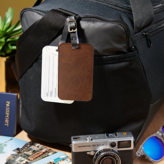 Premium-Braun-Leder-Muster-Reisegepäckanhänger Gepäckanhänger (Vorderseite & Rückseite)