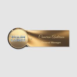Premium Brushed Gold Metal Name Tag Namensschild