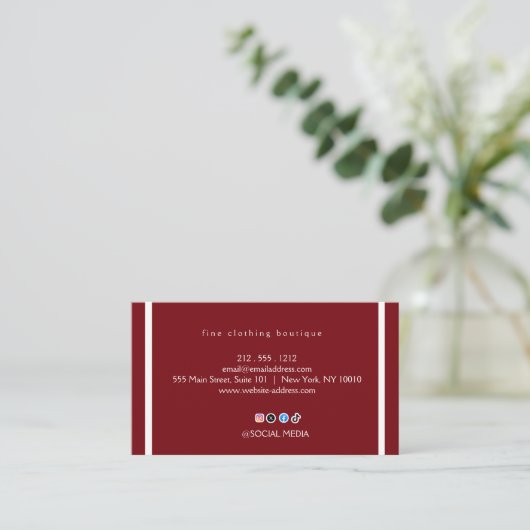Premium Burgundy Gold Business Card Set Visitenkarte (Stehend Vorderseite)