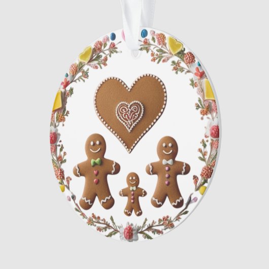 Premium Candy Wreath Gingerbread Family Love Ornament (Vorderseite)
