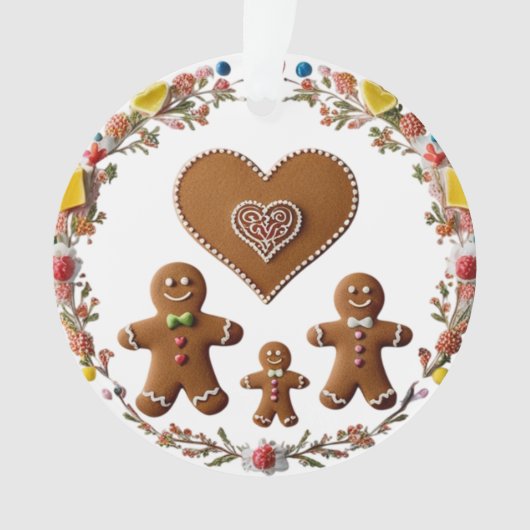 Premium Candy Wreath Gingerbread Family Love Ornament (Vorderseite)