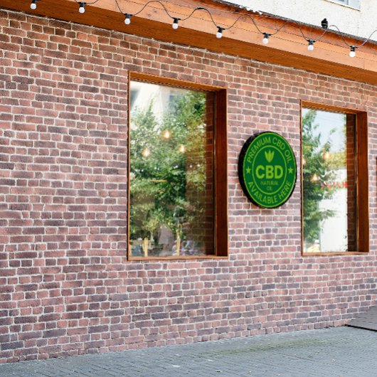 Premium CBD Öl erhältlich hier Werbung Fensteraufkleber