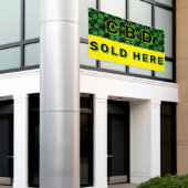 Premium CBD Öl verkauft hier Werbung Banner (Äußeres Gebäude)