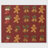 Premium Christmas Wrap – Gingerbread & Bells Geschenkpapier (Flach)
