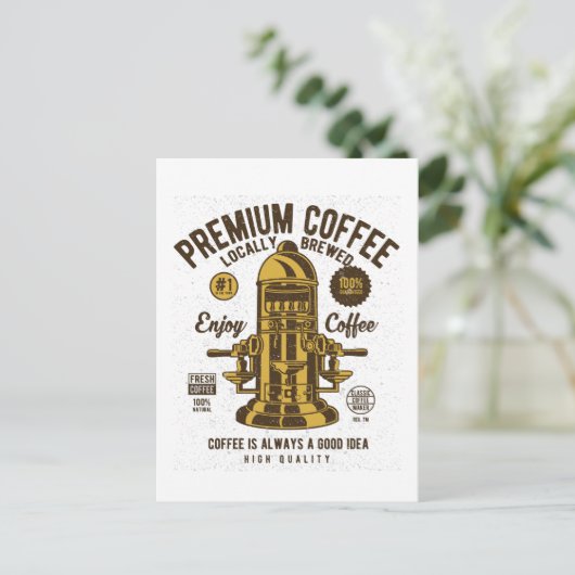 Premium Coffee Vintag Barista Postkarte (Stehend Vorderseite)