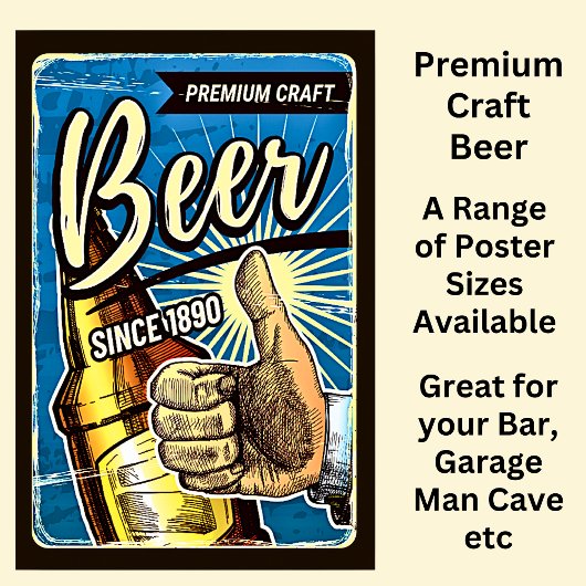 Premium Craft Beer Seit 1890 Blue & Brown Poster