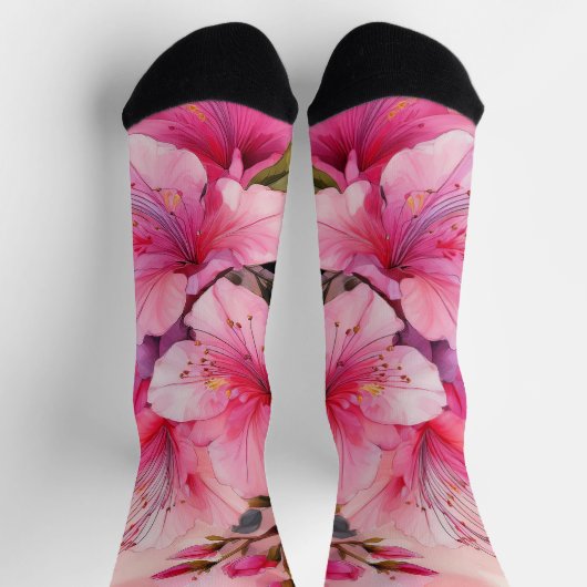 Premium Crew Socken - Rosa Azaleen (Oben)