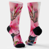 Premium Crew Socken - Rosa Azaleen (Gewinkelt)