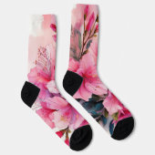 Premium Crew Socken - Rosa Azaleen (Rechts)