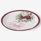 Premium Deep Red Floral Brautparty-Papierteller Pappteller (Schrägansicht)