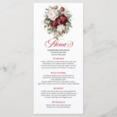 Premium Deep Red Floral Eucalyptus Menükarte (Vorderseite)