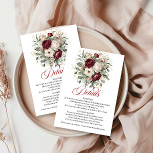 Premium Deep Red Floral Eukalyptus Gold Details Begleitkarte