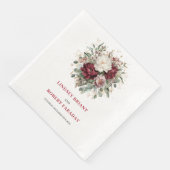 Premium Deep Red Floral Eukalyptus Gold Servietten (Ecke)