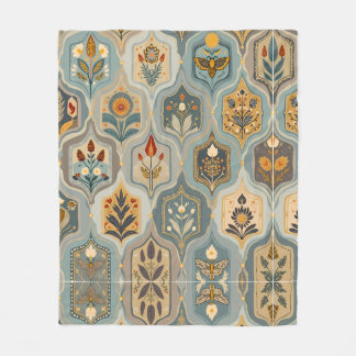 Premium dekoriert Blumenmosaik Fleece Blanket