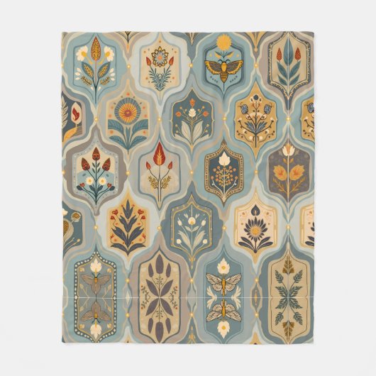 Premium dekoriert Blumenmosaik Fleece Blanket (Vorderseite)