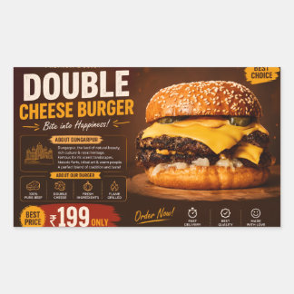 Premium Double Cheese Burger Werbeplakat –  Rechteckiger Aufkleber