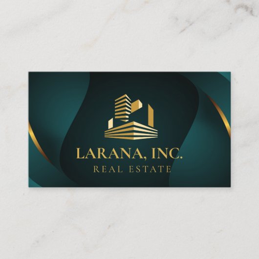 Premium Dunkelgrün und Gold Luxus Real Anwesen Visitenkarte (Vorderseite)