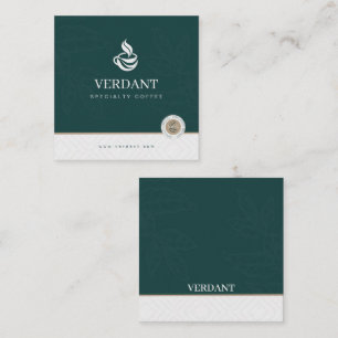 Premium Dunkelgrüne Kontaktkarte im Design eines C Quadratische Visitenkarte