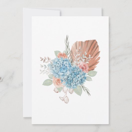 Premium Dusty Rose Blue Hydrangea Wedding Einladung (Rückseite)