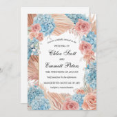 Premium Dusty Rose Blue Hydrangea Wedding Einladung (Vorne/Hinten)