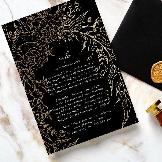 Premium Editable Gold Floral Wreath Wedding Begleitkarte