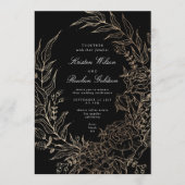 Premium Editable Gold Floral Wreath Wedding Einladung (Vorderseite)