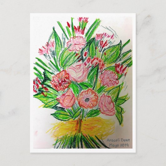 Premium eingewickelte Leinwand (Glanz) Gerbera Postkarte (Vorderseite)