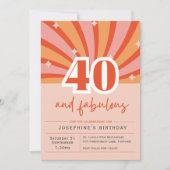 Premium Einladung "40 und fabelhaft", Retropfirsic (Vorderseite)