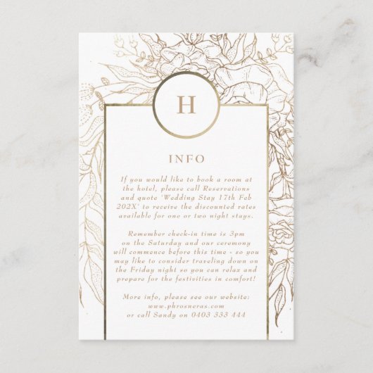 Premium Elegant Gold Monogram Wreath Wedding Begleitkarte (Vorderseite)