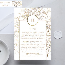 Premium Elegant Gold Monogram Wreath Wedding Begleitkarte