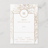 Premium Elegant Gold Monogram Wreath Wedding RSVP Karte (Vorderseite)