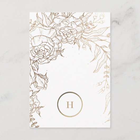 Premium Elegant Gold Monogram Wreath Wedding RSVP Karte (Rückseite)