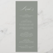 Premium Elegante Calligraphie Gray Green Wedding Menükarte (Vorderseite)