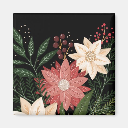 Premium Elegante Poinsettia Holiday Watercolor Magnet (Vorne)