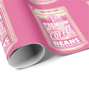 Premium Espresso Kaffeebohnen Rosa Pop Kunst Geschenkpapier