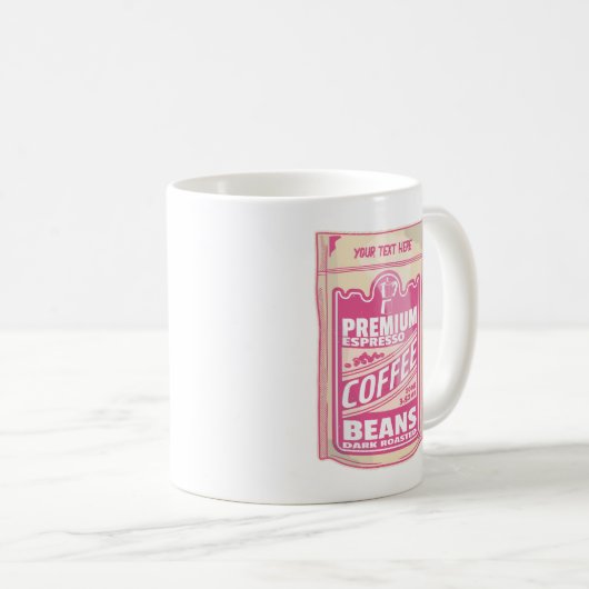 Premium Espresso Kaffeebohnen Rosa Pop Kunst Kaffeetasse (VorderseiteRechts)