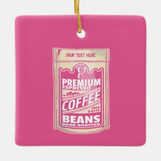 Premium Espresso Kaffeebohnen Rosa Pop Kunst Keramikornament (Vorderseite)