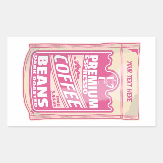 Premium Espresso Kaffeebohnen Rosa Pop Kunst Rechteckiger Aufkleber (Vorderseite)