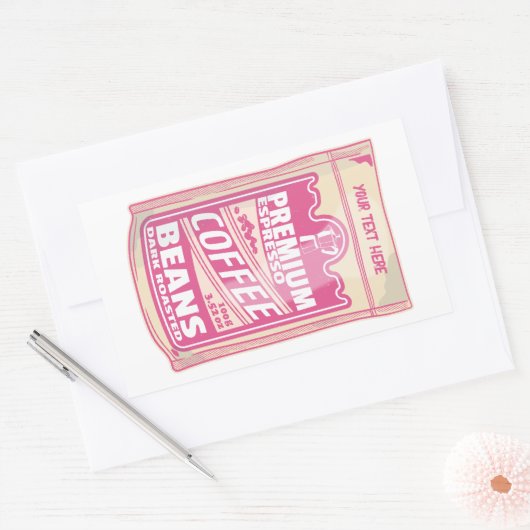 Premium Espresso Kaffeebohnen Rosa Pop Kunst Rechteckiger Aufkleber (Umschlag)