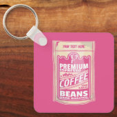 Premium Espresso Kaffeebohnen Rosa Pop Kunst Schlüsselanhänger (Vorderseite)