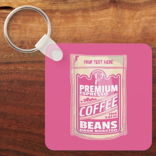 Premium Espresso Kaffeebohnen Rosa Pop Kunst Schlüsselanhänger (Vorderseite)
