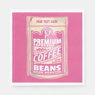 Premium Espresso Kaffeebohnen Rosa Pop Kunst Serviette
