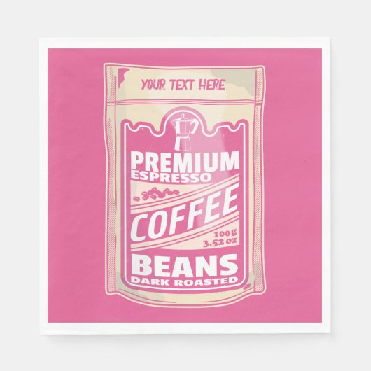 Premium Espresso Kaffeebohnen Rosa Pop Kunst Serviette (Vorderseite)