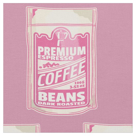 Premium Espresso Kaffeebohnen Rosa Pop Kunst Stoff (Nahaufnahme)