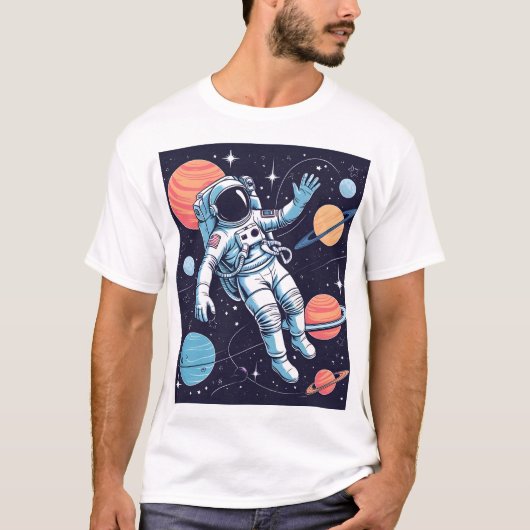 Premium Explorer T - Shirt: Astronaut auf einem Sp T-Shirt (Vorderseite)